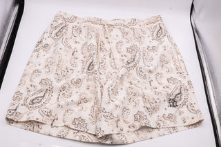 Brunello Cucinelli Ecru Paisley Print Drawstring Swim Trunks