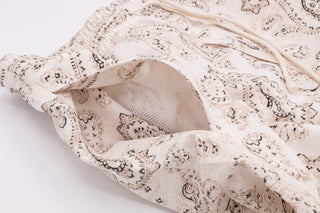 Brunello Cucinelli Ecru Paisley Print Drawstring Swim Trunks
