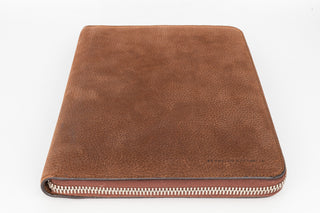 Brunello Cucinelli Pebbled Leather Zip-Around Organizer Brown