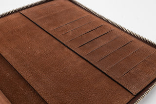 Brunello Cucinelli Pebbled Leather Zip-Around Organizer Brown