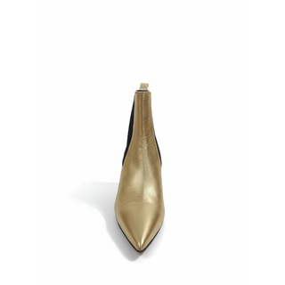 Brunello Cucinelli Womens Gold Leather Pointed Boots