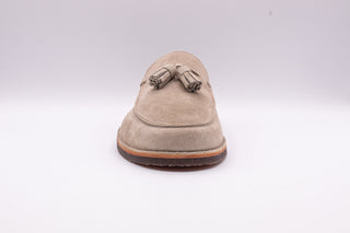 Brunello Cucinelli Suede Tassel Loafers in Sand
