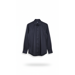 Cavalli Class Cotton Point-Collar Long-Sleeve Dress Shirt in Navy