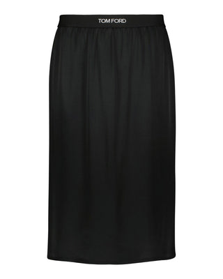 Tom Ford Stretch-Jersey Logo Waistband Maxi Skirt Black