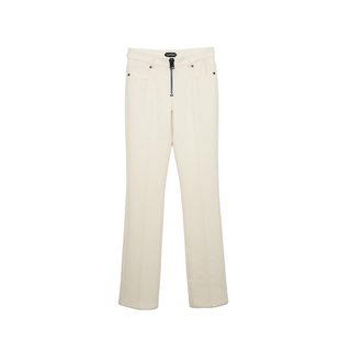 Tom Ford Cotton Blend Exposed Zip Tailored Jeans Chalk White
