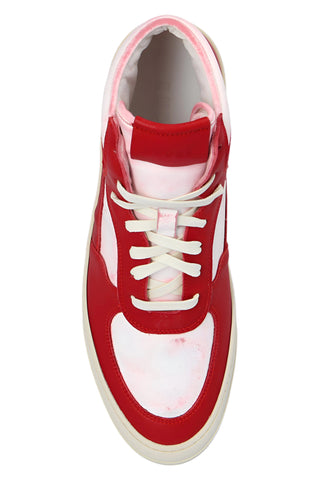 Rhude Red Marbled Panel Leather High-Top Sneakers