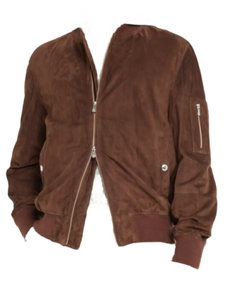 Brunello Cucinelli Brown Suede Bomber Jacket