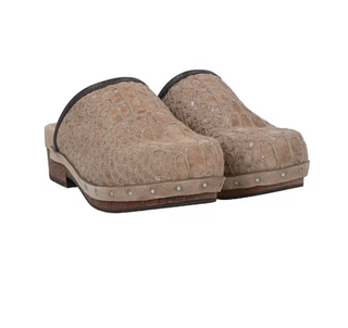 Brunello Cucinelli Embossed Suede Studded Platform Clogs