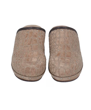 Brunello Cucinelli Embossed Suede Studded Platform Clogs