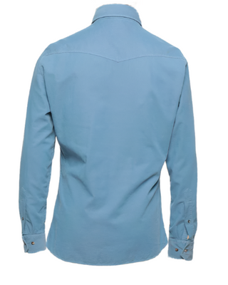 Brunello Cucinelli Light Blue Fine-Wale Corduroy Western Shirt