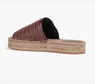 Brunello Cucinelli Padded Leather Ribbed Espadrille Slide Sandals