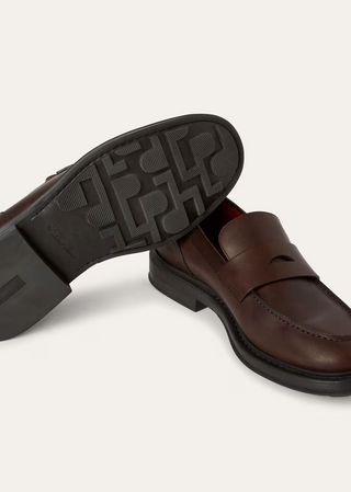 LORO PIANA Smooth Leather Chunky Sole Penny Loafers