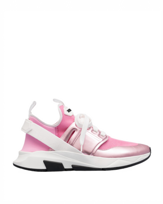 Tom Ford Mesh and Metallic Runner Sneakers with Side Strap Pink