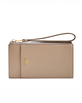 Tom Ford Grained Leather Multifunction Wristlet Pouch Goyave