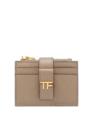 Tom Ford Grained Leather TF Logo Zip Cardholder