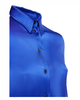 Tom Ford Silk Point-Collar Dress Shirt in Royal Blue
