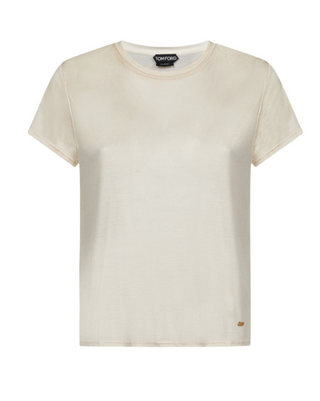 Tom Ford Fine-Knit Crew-Neck T-shirt in Ecru