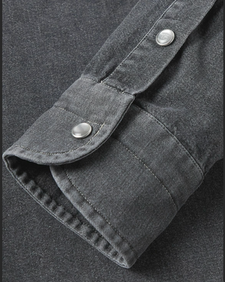 Tom Ford Washed Denim Western Shirt with Snap Buttons
