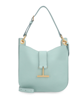 Tom Ford Pebbled Leather T-Bar Crossbody Bag Light Blue