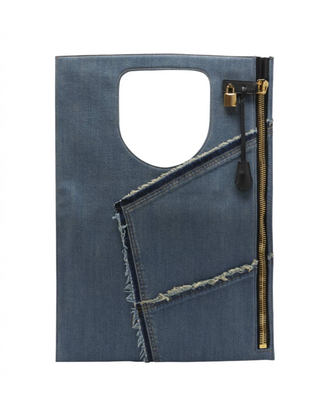 Tom Ford Distressed Denim Cutout Handle Tote Bag