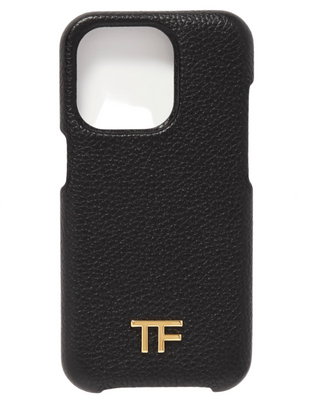 Tom Ford Pebbled Leather iPhone Case with Gold TF Monogram