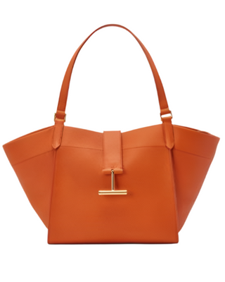 Tom Ford Smooth Leather T-Bar Medium Tote Orange