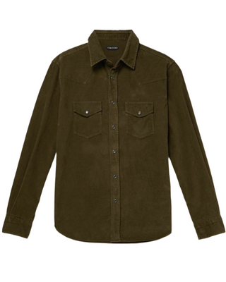 Tom Ford Corduroy Western Shirt Olive Green