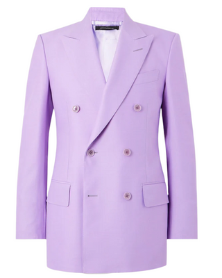 Tom Ford Tailored Peak-Lapel Double-Breasted Lilac Blazer