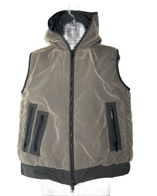 Brunello Cucinelli Translucent Technical Fabric Hooded Vest with Zip Pockets