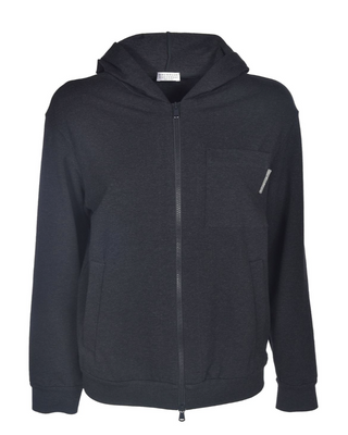 Brunello Cucinelli Cotton-Blend Zip-up Hoodie with Monili Detail