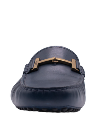 AccessXPrive Navy Leather Gommino Driving Shoes