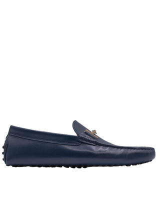 AccessXPrive Navy Leather Gommino Driving Shoes