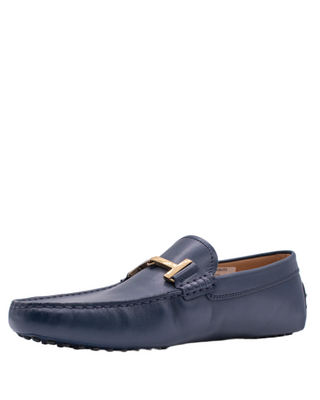 AccessXPrive Navy Leather Gommino Driving Shoes