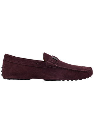 Tods Suede Gommino Mocassins with Metal Plaque Brule