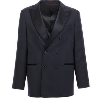 Brunello Cucinelli Wool Double-Breasted Shawl Lapel Tuxedo Jacket