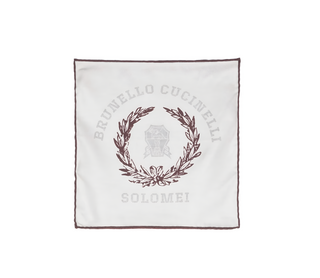 Brunello Cucinelli Textured Cotton Logo Motif Pocket Square