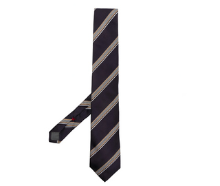 Brunello Cucinelli Silk Navy Multi-Stripe Diagonal Necktie