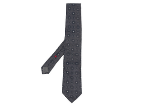 Brunello Cucinelli Silk Dotted Geometric Tie in Lead