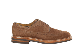 Brunello Cucinelli Suede Lace-Up Wingtip Derby Brogues in Chestnut