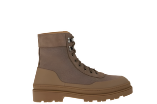 Brunello Cucinelli Technical Fabric and Leather Lace-Up Boots