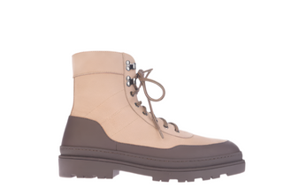 Brunello Cucinelli Grained Leather Two-Tone Lace-Up Ankle Boots
