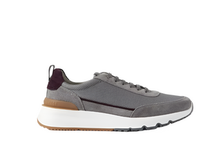 Brunello Cucinelli Suede Mesh Low-Top Sneakers with Contrast Panels