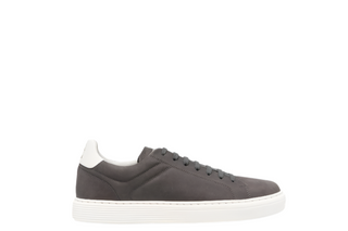 Brunello Cucinelli Mustang Suede Low-Top Sneakers with Off-White Accents