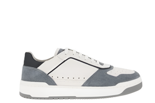 Brunello Cucinelli White and Grey Panelled Low-Top Sneakers