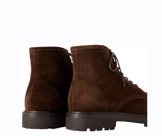 Brunello Cucinelli Suede Lace-Up Moc-Toe Boots with Lug Sole