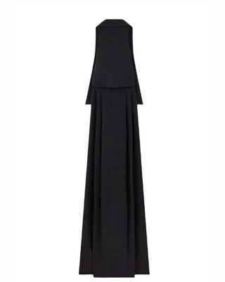Tom Ford Crepe Collared Maxi Dress with Cape Detail