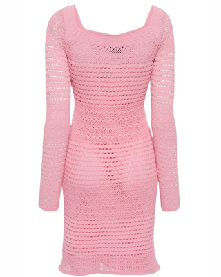 Tom Ford Open-Knit Long-Sleeve Mini Dress Pink