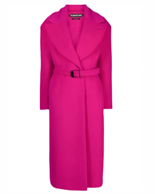 Tom Ford Wool-Blend Belted Wrap Coat Fuchsia
