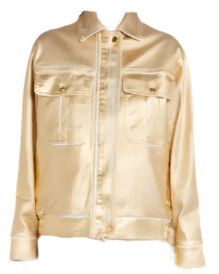 Tom Ford Gold Satin Contrast-Piped Utility Jacket