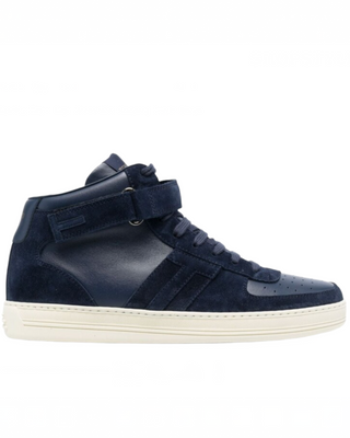 Tom Ford Leather and Suede High-Top Sneakers with Velcro Strap